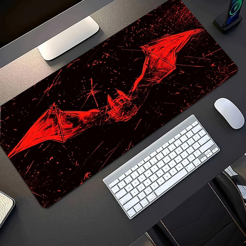 Desk Setup Pc And Laptop - 다크 레드 박쥐 패턴 대형 게이밍