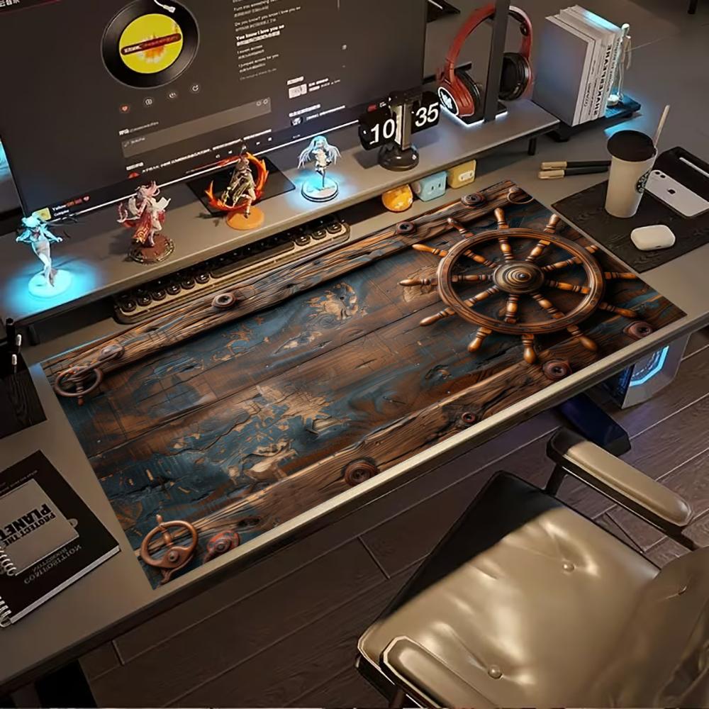 Desk Setup Pc And Laptop - 빈티지 해적선 휠 디자인 확장형 게이밍