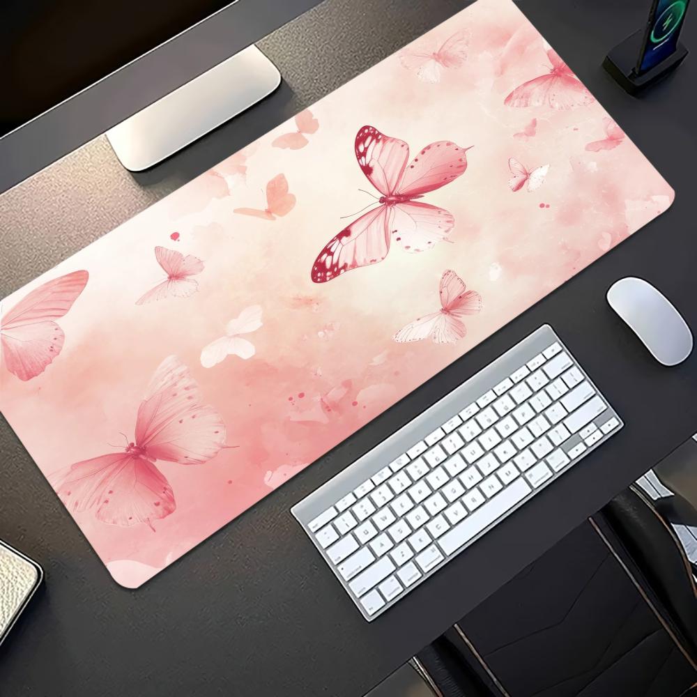 수채화 핑크 나비 대형 게이밍 마우스 패드 미끄럼 방지 - Desk Setup Pc And Laptop 리뷰 및 가격