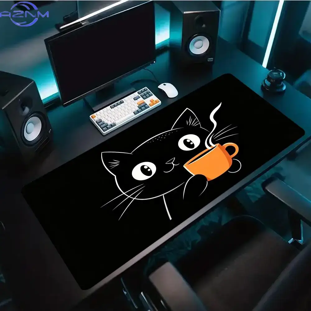 귀여운 라인 아트 고양이 그림이 그려진 커피잔 모양의  - Desk Setup Pc And Laptop 리뷰 및 가격
