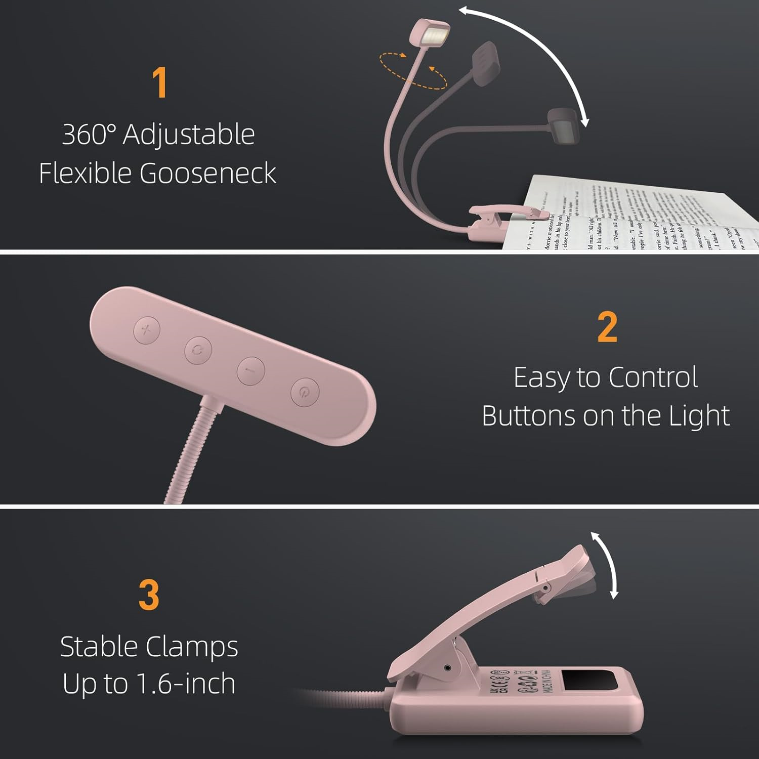 독서등 북클램프 블랙/화이트/핑크 USB 충전식 배터리 - Desk Setup Lamp 리뷰 및 가격