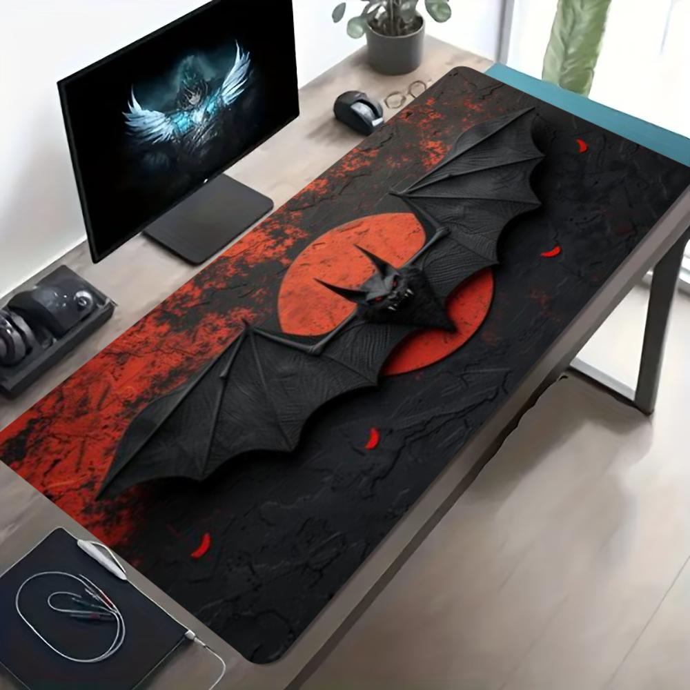 다크 레드 박쥐 패턴 대형 게이밍 마우스 패드 미끄럼  - Desk Setup Pc And Laptop 리뷰 및 가격