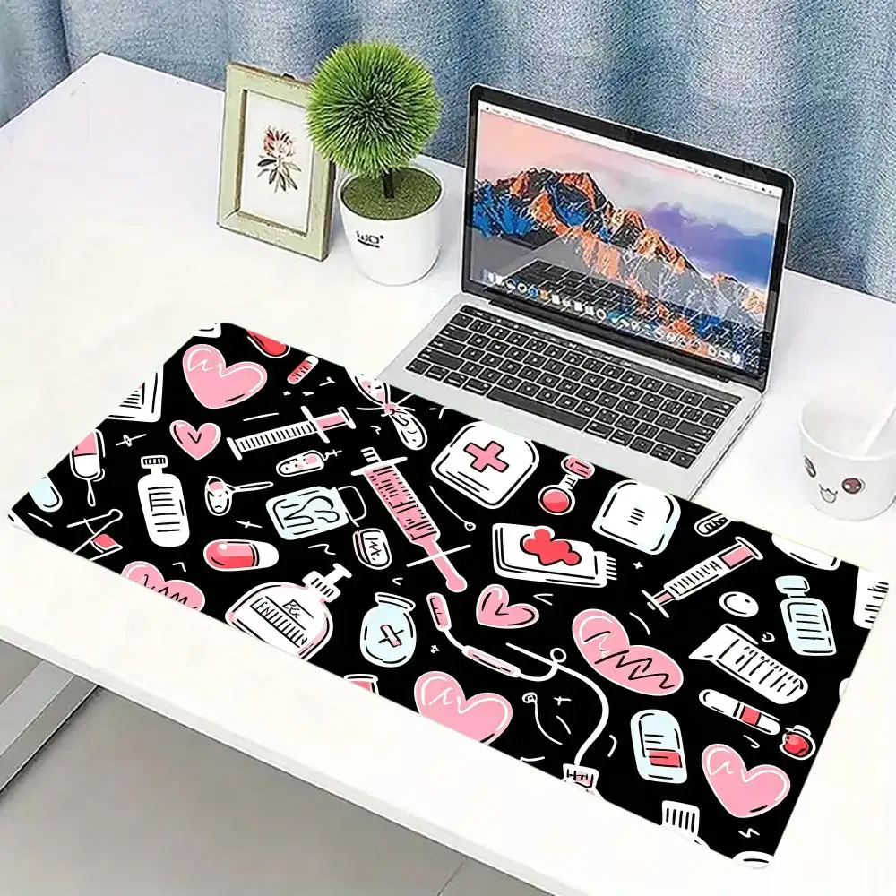 귀여운 핑크색 의료 패턴 게이밍 마우스 패드, 미끄럼  - Desk Setup Pc And Laptop 리뷰 및 가격