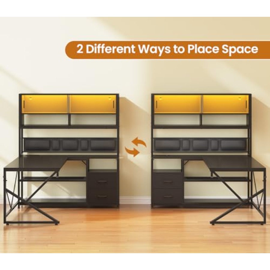 L자형 게이밍 데스크, 수납 선반 포함, 2개의 서랍, - Desk Setup L Shaped 리뷰 및 가격