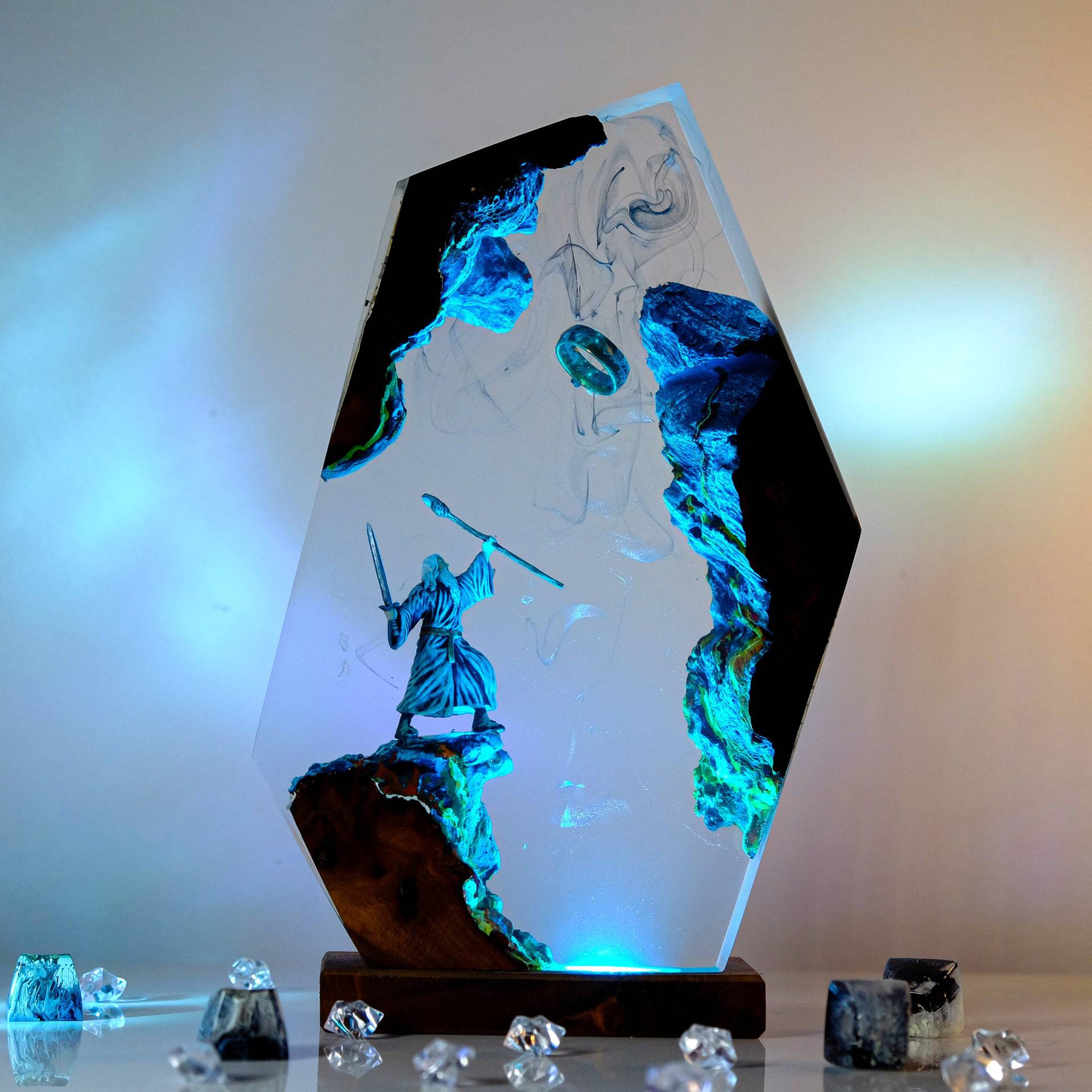 영화 장면 피규어 테이블 레진 램프 마법 반지 다채로운 - Desk Setup Lamp 리뷰 및 가격