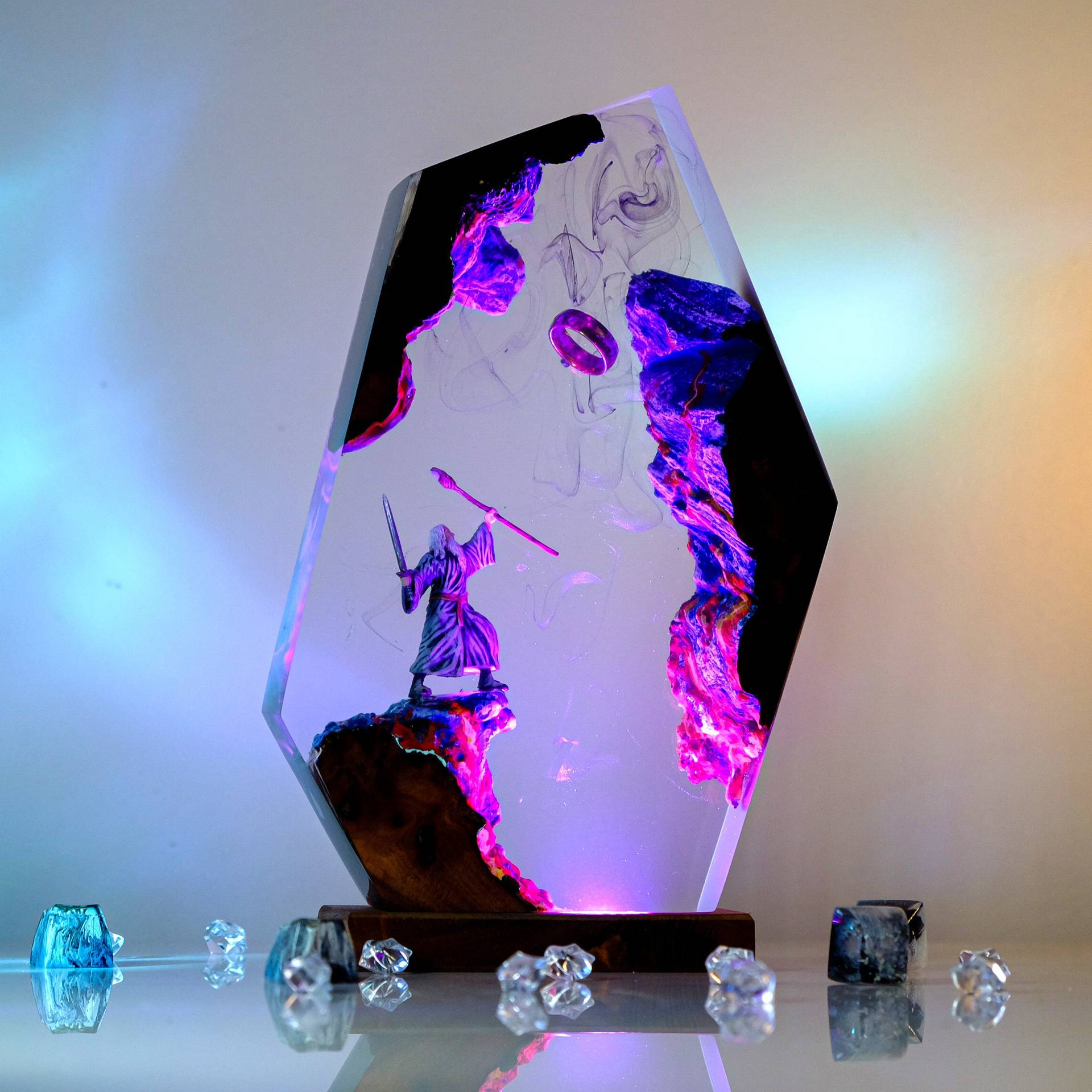 영화 장면 피규어 테이블 레진 램프 마법 반지 다채로운 - Desk Setup Lamp 리뷰 및 가격