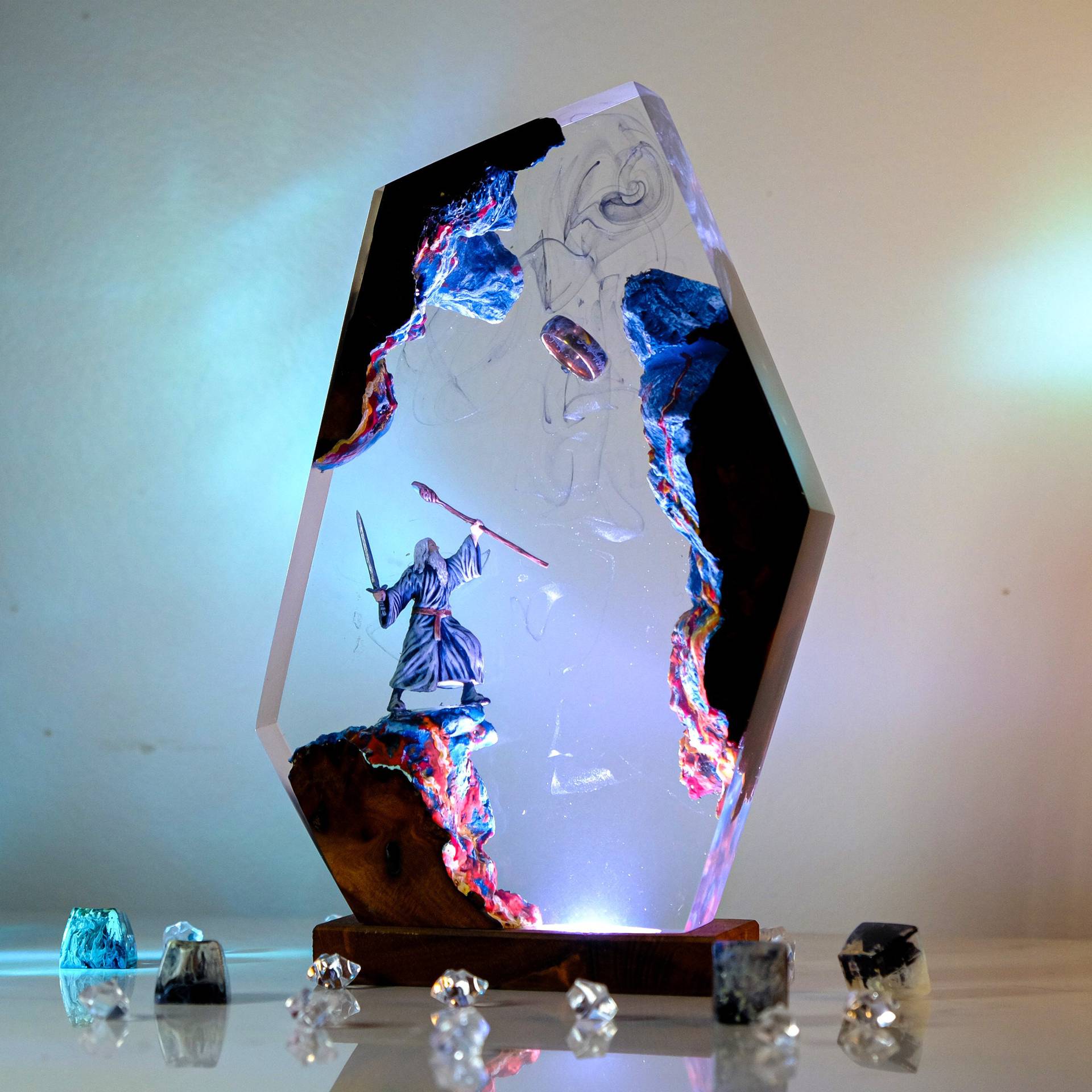 영화 장면 피규어 테이블 레진 램프 마법 반지 다채로운 - Desk Setup Lamp 리뷰 및 가격