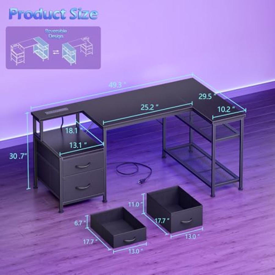 49인치 L자형 게이밍 데스크, 전원 콘센트 포함, 게 - Desk Setup L Shaped 리뷰 및 가격