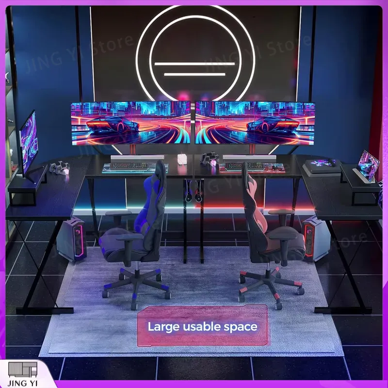 모니터 스탠드가 있는 L자형 게이밍 책상 127x127 - Desk Setup L Shaped 리뷰 및 가격